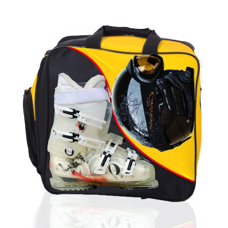 Skirucksack Tasche für Schuhe und Helm "Ski" gelb